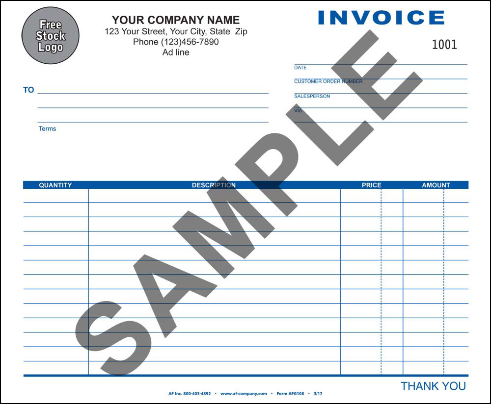 Generic Invoice, 2 Copy - PERSONALIZED - Click Image to Close