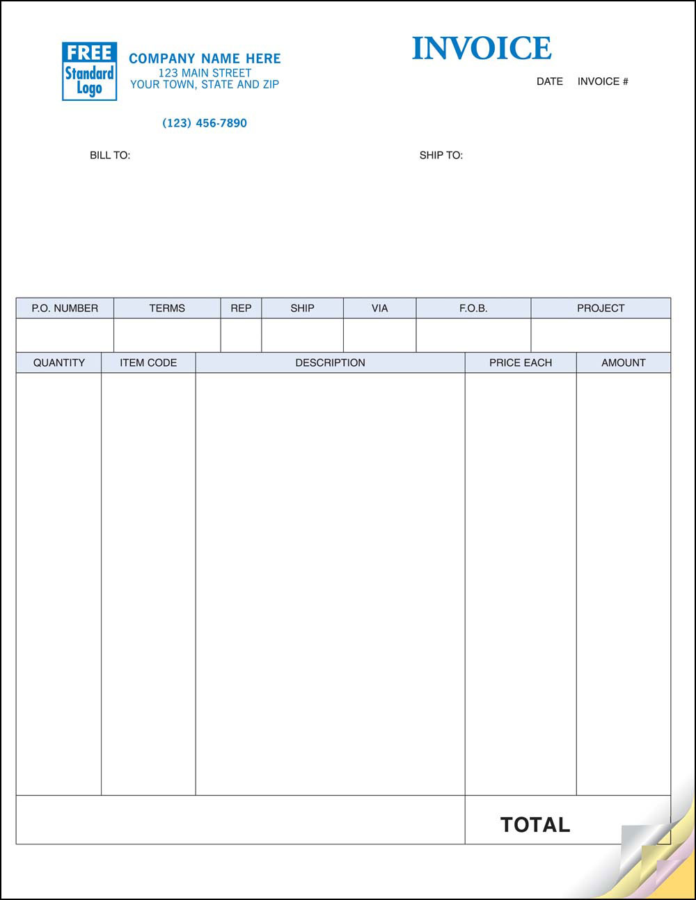 Laser Invoice, 1 Copy - PERSONALIZED - Click Image to Close
